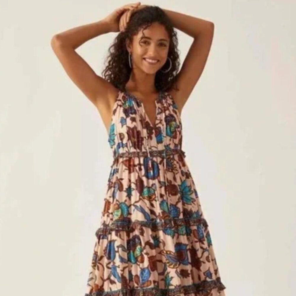Anthropologie NWOT Love the Label Floral Paisley Cotton Maxi Dress L